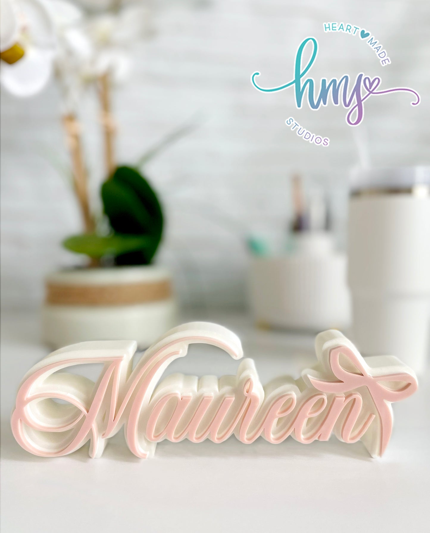 Personalized 3D Coquette Bow Name Plate