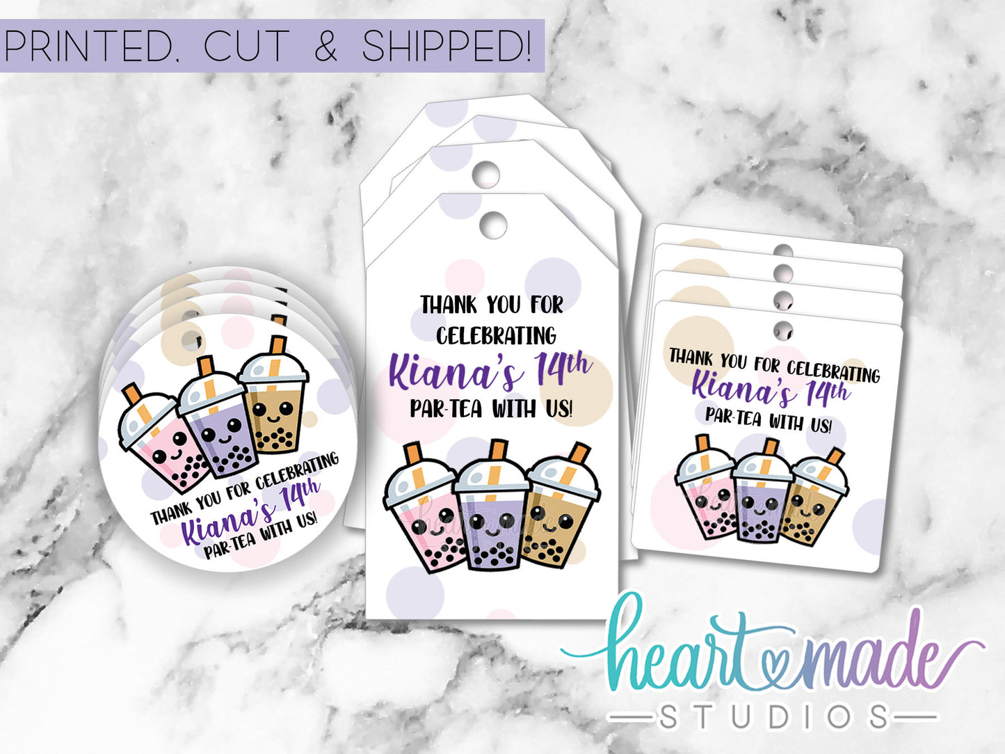 Boba Favor Tags, Bubble Tea Favor Tags