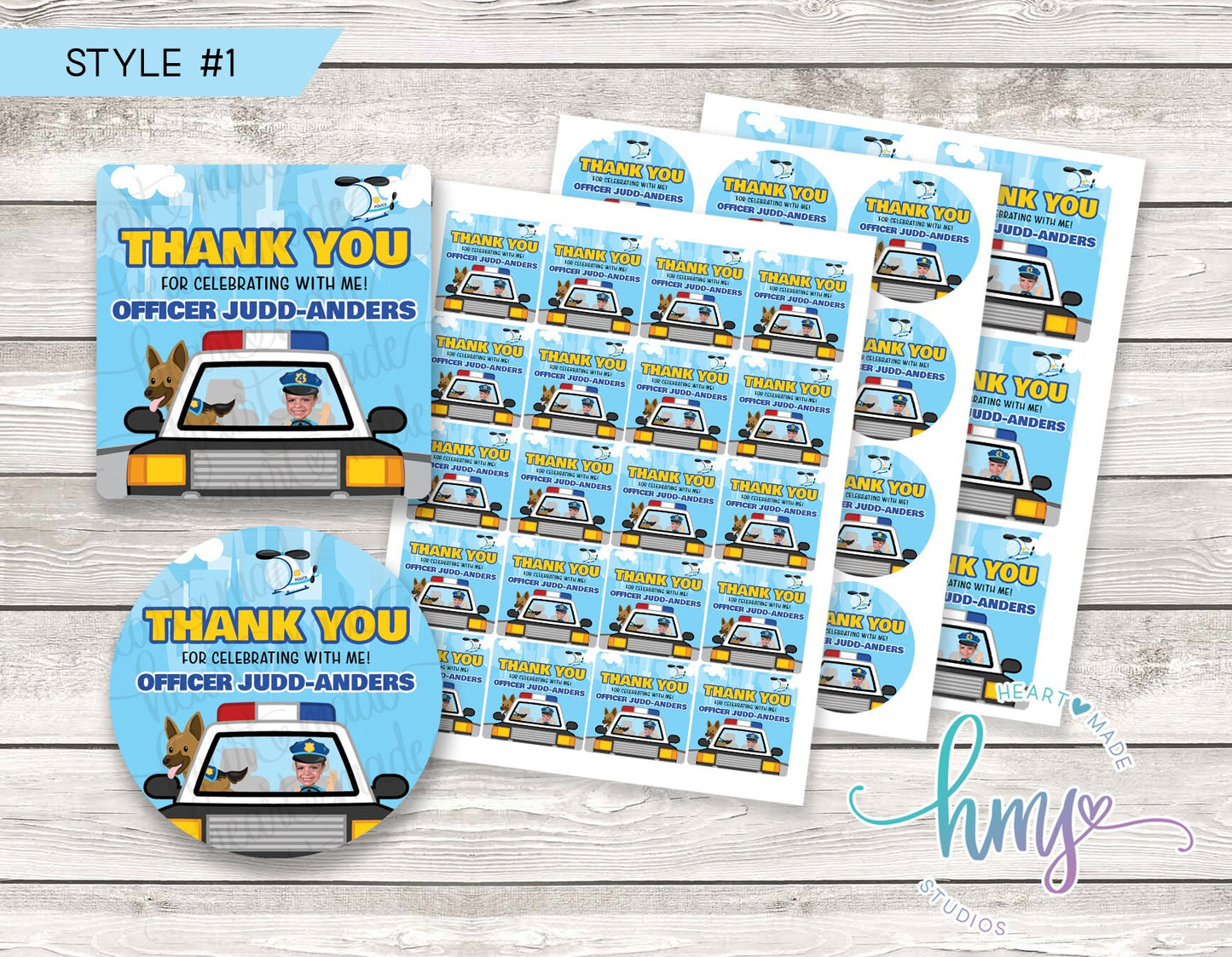 Police Party Labels, Police Birthday Labels