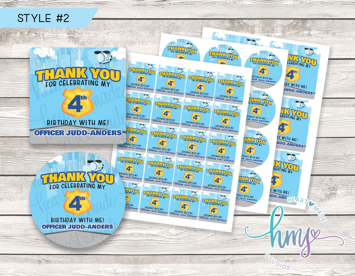 Police Party Labels, Police Birthday Labels