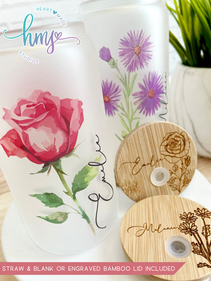 Personalized Birth Flower Cup with Name