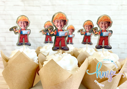 Construction Worker Cupcake Toppers