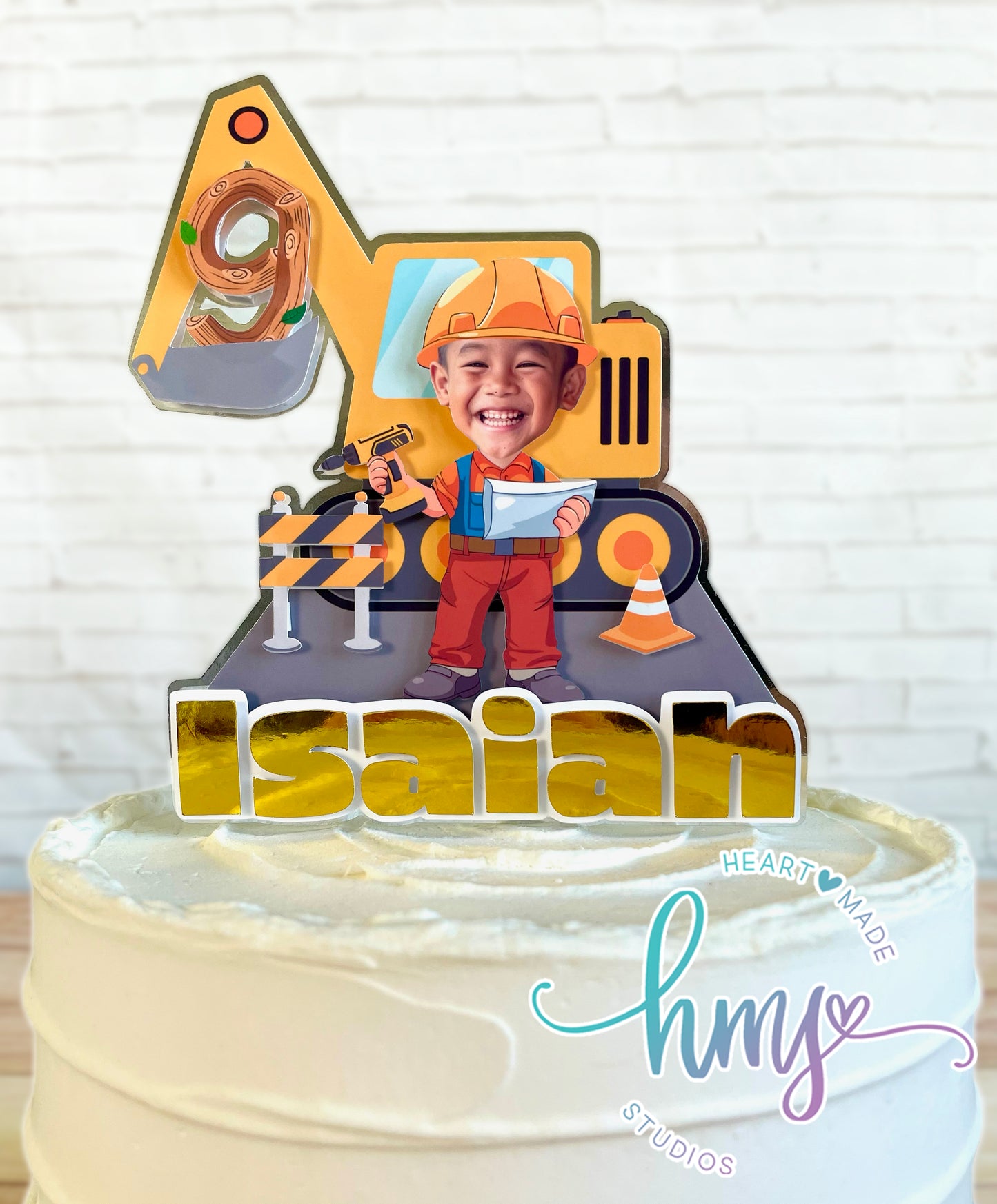 Personalized Construction Worker Cake Topper