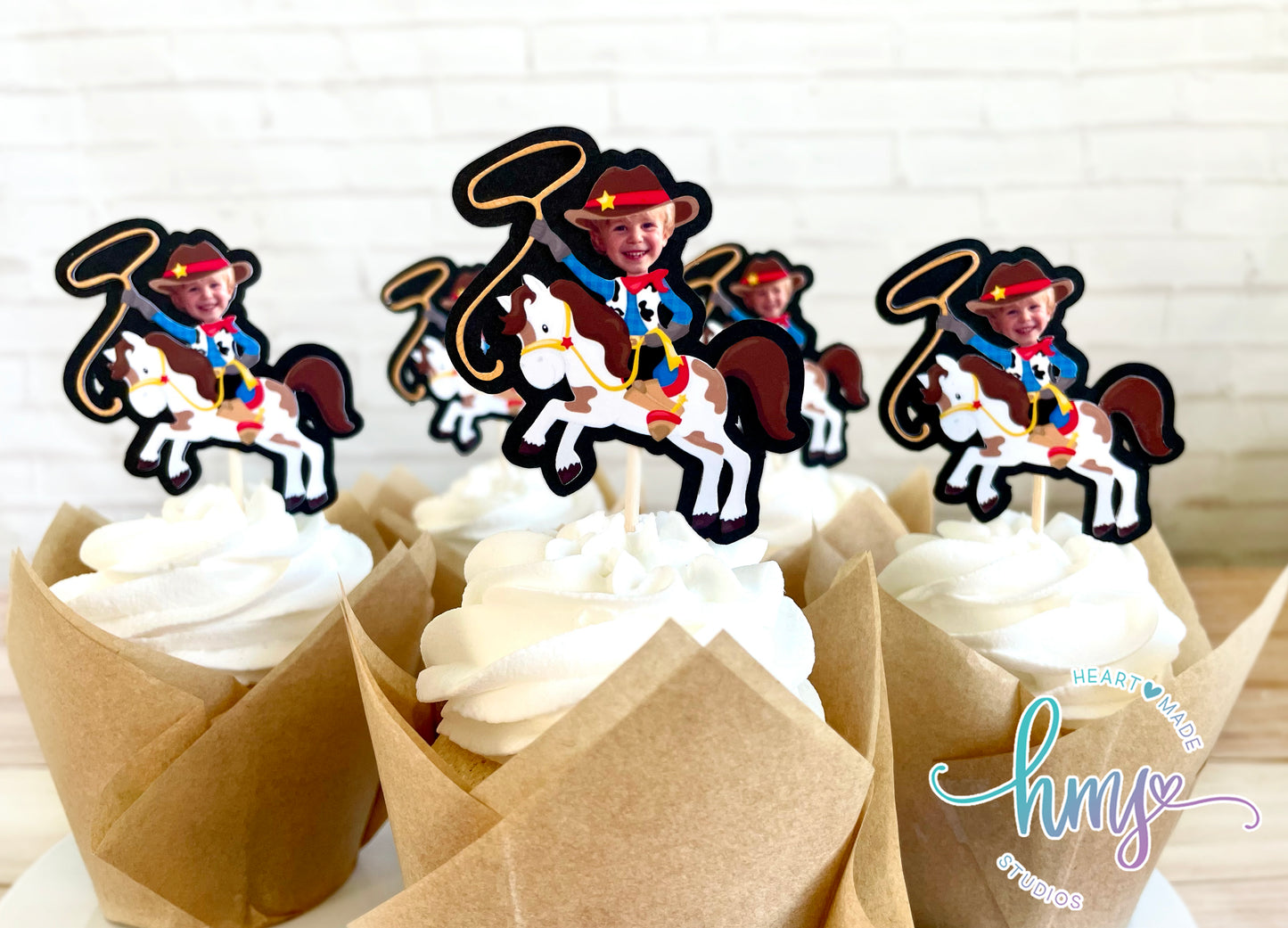 Personalized Cowboy Cowgirl Cupcake Toppers