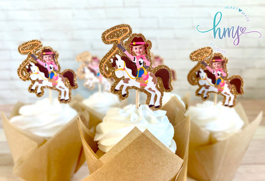 Personalized Cowboy Cowgirl Cupcake Toppers