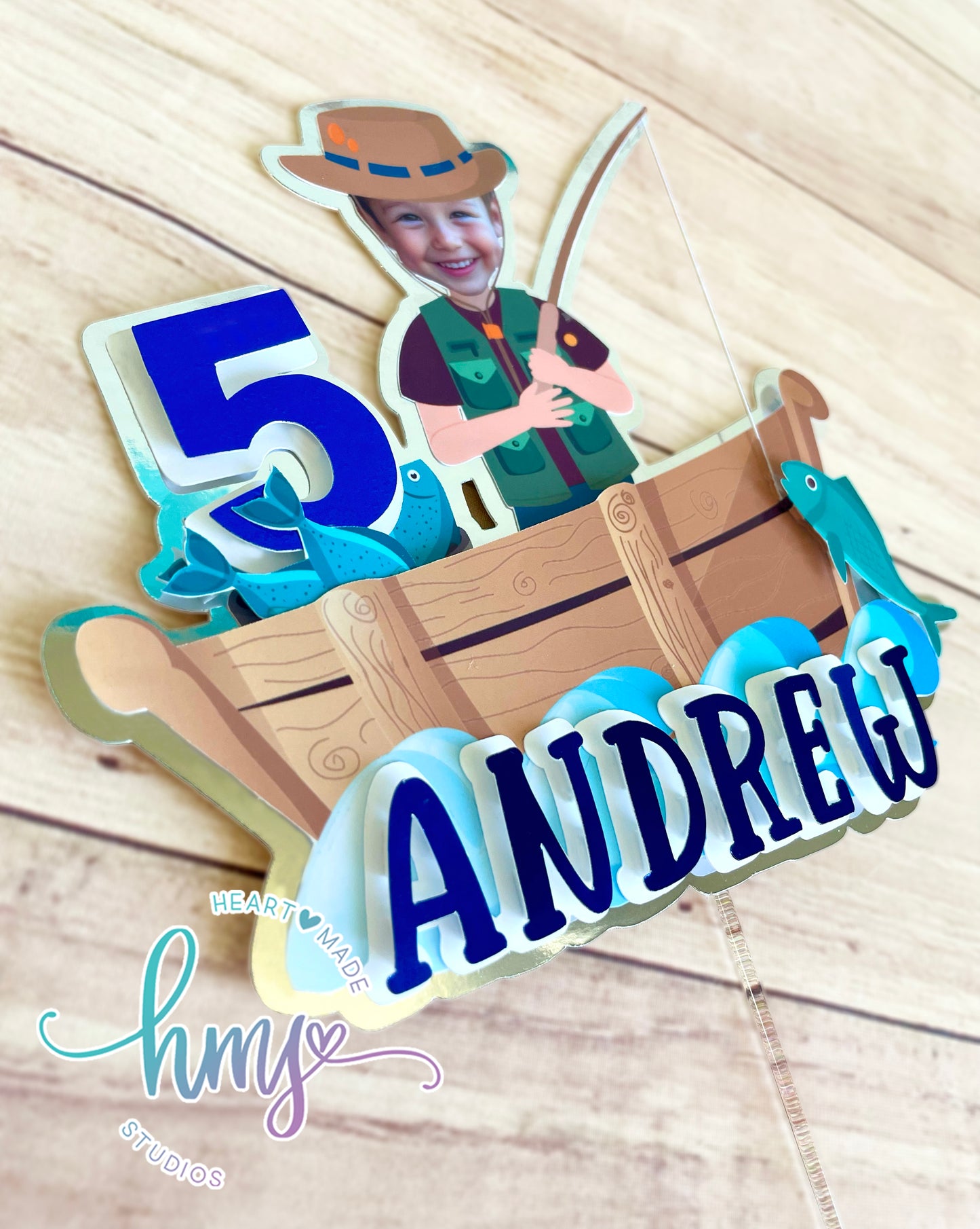 Personalized Fisherman Cake Topper