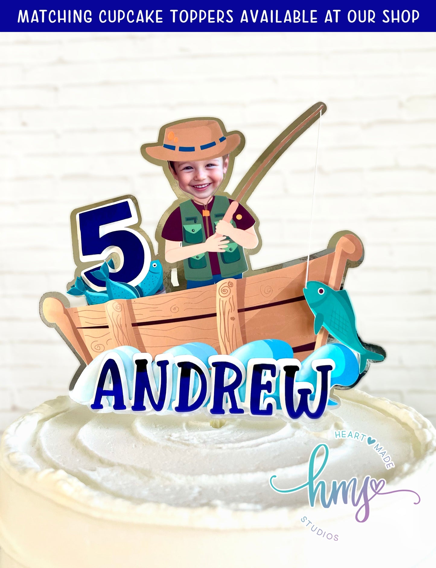 Personalized Fisherman Cupcake Toppers