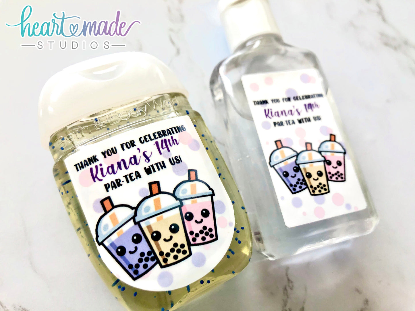 Boba Hand Sanitizer Labels, Bubble Tea Hand Sanitizer Labels