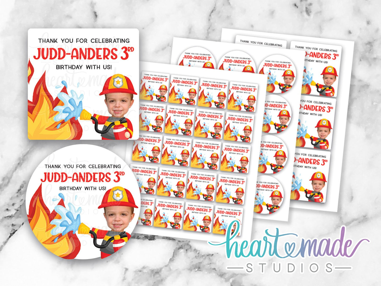 Firefighter Sticker Labels, Firefighter Favor Labels