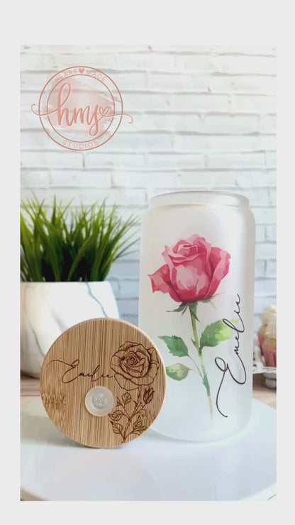 Personalized Birth Flower Cup with Name